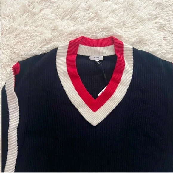 New! REISS London Striped Color Block Wool Blend Sweater - Picture 9 of 12